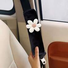1pc Cute Floral Car Seat Belt Shoulder Pad - Women's Comfortable Polyester Seatbelt Cover