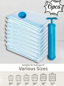 6/3/1pcs Minimalist Vacuum Compression Bags, Clear Airtight Storage Bags For Clothes, Bedding, Pants, Socks, Sweaters, Suitable For Home Closet, Wardrobe, Travel Luggage, Back To School, Halloween Costume Storage, Christmas Outfit Organization, Holiday Gifts