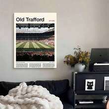 Framed 1pc Old Trafford Stadium Canvas Print Poster - Vibrant Match Day Scene Wall Art,  2D Flat Artwork For Home, Bedroom, Living Room, Dorm Decor - Perfect Gift For Football Fans, Classic Charm Artwork, 2D Flat, Perfect For Room Decor - 已裝框(已裝框) - 查看 3