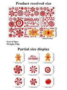 New 9 Sheets Christmas Window Clings Gingerbread Man Candy Window Decals Oil Painting Christmas Red Candy Stickers For Xmas Home Office Decor Winter Glass Window Decoration,ChristmasChristmas Window Clings Xmas House Town Style Window Decals Double-Sided Winter Snowflake Window Decor