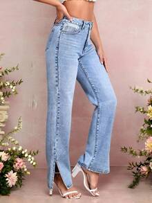 Jeans casual ed eleganti a vita alta, adatti per l'uso quotidiano