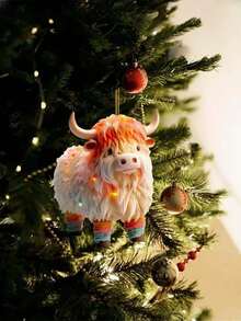 10 Pieces/Set-2025 Christmas Decorations - Double - Sided Highland Cow Acrylic Ornament, Hanging Christmas Tree Decor & Holiday Home Gift - Multicolor - View 7