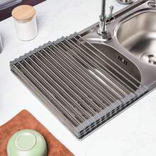 1PC Silicone Drain Mat, Foldable Kitchen Drying Mat, Drain Mat, Fruit, Vegetable, Tableware Drain Mat, Sink Mat, Dining Table Storage Mat, Kitchen Gadget