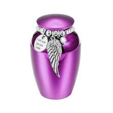 小型纪念骨灰盒，适用于纪念人类宠物骨灰，2.56 英寸，带翼形吊坠，迷你火葬骨灰盒，铝合金 - 彩色 - 查看 10