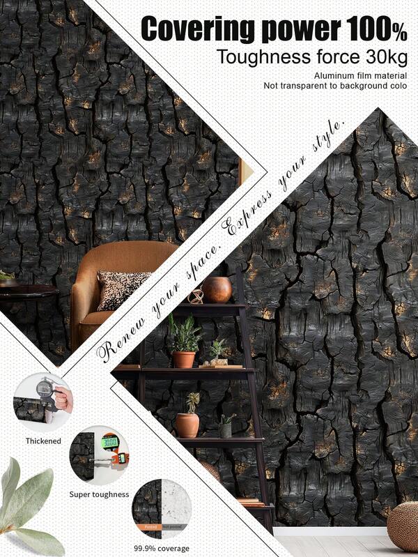 1 rollo de 1m/3m/5m de papel tapiz de estilo minimalista moderno con diseño de madera vintage agrietada, adecuado para renovación del hogar, decoración de habitaciones, restauración de gabinetes, decoración de baños, paredes de vinilo, papel tapiz de aluminio, no transparente, que cubre manchas e imperfecciones, flexible y resistente al desgarro, fácil de limpiar, papel tapiz autoadhesivo