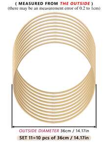 10 aros de bambu bege para apanhadores de sonhos, decoração para casamento ao ar livre, anéis decorativos com sinos de vento de penas, adequados para Halloween, Natal e outros feriados, círculos decorativos de bambu para parede de quarto, decoração de quarto, bastidores de bordado para artesanato faça você mesmo