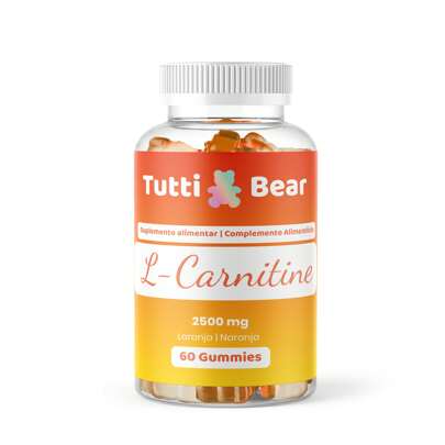 TuttiBear L-Carnitin Gummibärchen für Energie, Fettverbrennung & Ausdauer | 2500 mg pro Portion | Vegan, zuckerfreie Orange-Geschmack Nahrungsergänzung | 1, 3 oder 6 Monatsvorrat ✅ 24/48h Lieferung