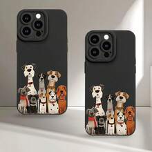 Funda de teléfono suave con estampado UV de patrón de familia de cachorros, ojos de ángel, protección completa de 360 grados para iPhone 16 11 12 13 14 15 Pro Max XR X/ XS 7 8 Plus SE Mini para smartphone - Mezcla de colores - Ver 6