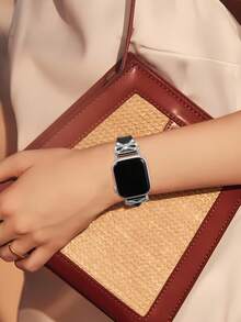 Microfiber Leather Strap Compatible With 38/40/41/42/44/45/46/49mm Compatible With Apple Watch Strap Ultra/Se10/9/8/7/6/5/4/3/2/1 - Starlight White - View 8