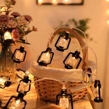 Vintage LED Kerosene String Lights - Battery Operated Fairy Lights For Indoor/Outdoor Use, Perfect For Halloween, Christmas, Eid Home Party Decor & Holiday Gift Giving