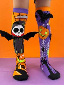 2 pares de calcetines divertidos de Halloween 3D para niños, adecuados para usar en fiestas de Halloween infantiles, apropiados como regalos festivos - Multicolor - Ver 8