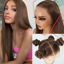 360 Full Lace Front Wig For Women Ginger Orange Long Straight Hair Wigs Pre Plucked Hairline Heat Resistant Fiber Soft Dark Orange Wig Glueless Free Part HD Lace Natural Look Full Lace Synthetic Hair Replacement Wigs For Party & Daily Wear 30 Inch - 棕色 - 查看 1