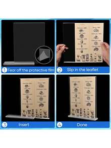 1PC/2PCS Acrylic Sign Holder Clear Table Menu Display Stand Standing Double Sided Clear Acrylic Sign Office Store Restaurant Meeting