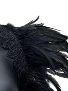 1 件哥特式深色羽毛枫叶蕾丝披肩，万圣节圣诞派对服装配饰 - A - 查看 8