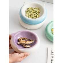 Tazón de cerámica con orejas de gato lindo, tazón de mascotas colorido, tazón de comida universal para gatos y perros, tazón antiderrame para comida de gato, utensilios de comida para mascotas