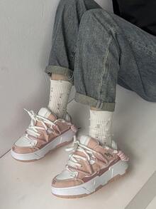 2026 Valentine's Day Gift New Women's Dad Shoes: Stylish, Outdoor, Lightweight, Lace-Up, Comfortable & Versatile Casual Sneakers - 粉色 - 查看 6