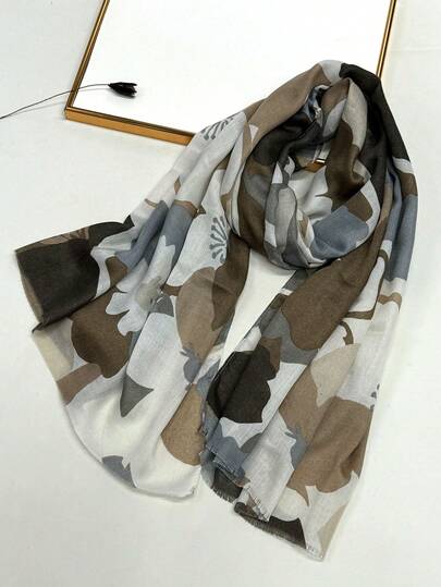 1件装简约透气流苏披肩，时尚波西米亚风女士围巾，大号披肩，适合户外防晒、海滩活动，多功能头巾