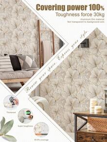 1 Roll 1m/3m/5m Vintage Beige Floral Minimalist Modern Art Style Wallpaper, Suitable For Home Renovation, Room Decor, Cabinet Refurbishing, Bathroom Decor, Vinyl Wall, Aluminum Foil Wallpaper, Non-Transparent Background, Covering Stains And Flaws, Flexible And Tear-Resistant, Easy To Clean, Self-Adhesive Wallpaper Wall Paper Wall Stickers Wall Decor Wallpaper Peel And Stick - Multicolor - View 2