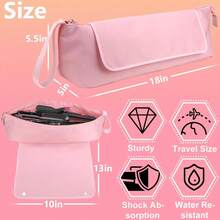 [2-Color Options] Large Capacity Heat-Resistant Storage, Zipper Closure, Minimalist & Fashionable Hair Straightener Storage Bag, Home/Travel/Holiday Gift, Pink/Black Available, Women-Specific Hair Styling Tool Organizer