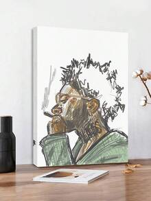 1PC Man, Cigarette, Glasses, Tattoo Canvas Painting Wall Art   Framed Unframed Canvas Prints For Living Room  BathRoom  Decor Unique Canvas Wall Decor