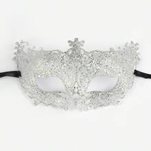 1 mặt nạ hóa trang Halloween cổ điển ren đen, mặt phẳng, bột vàng, hoa văn Venice, mặt nạ che mắt - màu đen - Xem 5