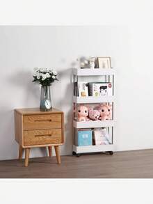 Multifunctional White Sliding Rack Cart, Hollow Drainage Multi-Layer Ultra-Thin Storage Cart, Slim Storage Cart, Rolling Storage Cart, Narrow Rack, Bathroom Storage Rack, Mobile Rack For Kitchen, Bathroom, Laundry Room, Space-Saving Organizing Rack, Multi-Layer Floor Rack, Suitable For Kitchen, Laundry Room And Other Narrow Spaces - Multicolor - View 7