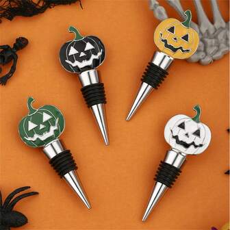 Halloween, Wine Stopper, Creative Pumpkin Shaped, Holiday Gift, Zinc Alloy, Burgundy Wine Bottle Sealing Airtight Stopper