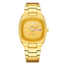 YaLaLuSi YaLaLuSi Brand 1 Piece 2025 New Golden Elegant Double Calendar Women's Quartz Watch Classic Simple Square Solid Color Dial Clear Bar Markers Unique Pattern Embellishment Quartz Movement Accurate Timekeeping Comes With Strap Adjuster And Jewelry Polishing Cloth Versatile For Everyday Wear Suitable For Work