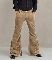 Men's Corduroy Vintage Bell Bottom Pants 70s,Disco Stretchy Flared Pants Fit 60s 70s Outfits For Men,Mens Bell Bottom Jeans.-20256688 - 布朗2 - 查看 5