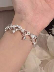 1 pieza Pulsera con forma de flor de campanilla, ajustable en estilo y tamaño