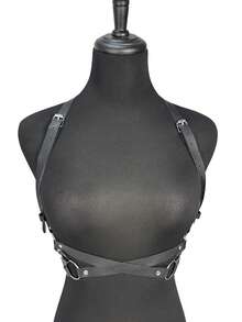 1pc Women's Fashionable Pu Leather Belt Gothic Style Suspenders For Festival Party Outfits Sexy Harness Halloween