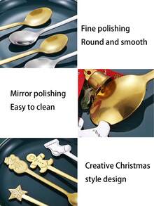 4pcs Creative Christmas Stainless Steel Spoons,Christmas Spoon Set,Christmas Gift Decor,Christmas Gift Gift Box,Fruit Spoons,Dessert & Coffee Spoons, Christmas-Themed Cartoon Cutlery Set,Stirring Mixing Spoons,Creative Stainless Steel Coffee Spoons - Multicolor - View 11