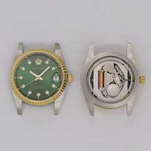 PROKING 1 pieza Reloj de hombre de 40mm, reloj de cuarzo de lujo y negocios con caja y correa de acero inoxidable resistente al agua, manecillas luminosas, esfera negra con diamantes, adecuado para uso diario, regalo de cumpleaños