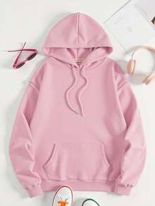 1 قطعة هوديي مطبوع بنمط لعبة الحظ للنساء، بتصميم كاجوال للموضة اليومية، مناسب للخريف/الشتاء، قم بتخصيص صورتك المفضلة كهدية لصديقتك وعائلتك - وردي - مشاهدة 2