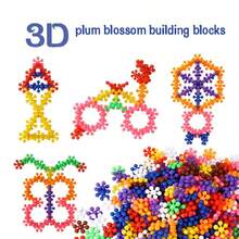 58/97/149pcs Plum Blossom 3D Snowflake DIY Building Block Set - Educational Plastic Building Toy, Creative Toy For Imagination, Halloween Gift, Back-To-School Gift, Halloween Gift, Christmas Gift, Colorful Building Blocks