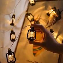 Vintage LED Kerosene String Lights - Battery Operated Fairy Lights For Indoor/Outdoor Use, Perfect For Halloween, Christmas, Eid Home Party Decor & Holiday Gift Giving