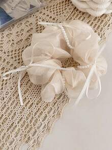 1 pieza Coletero de tul con adorno de perlas - Elegante coletero grueso para mujer, sujetador de coleta y moño con encanto romántico, sujetadores de coleta, bandas elásticas para el cabello, cuerdas para el cabello, accesorios para el cabello como regalo, accesorios para la cabeza, banda elástica - Multicolor - Ver 13