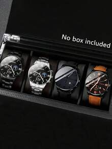 4pcs Luxury High-End Men's Quartz Watch, Zinc Alloy Strap And Leather Strap, Perfect Gift For School, Graduation Ceremony Or Any Occasion, Perfect For Brothers To Wear, Ideal Gift For Men - Suitable For Various Occasions To Wear