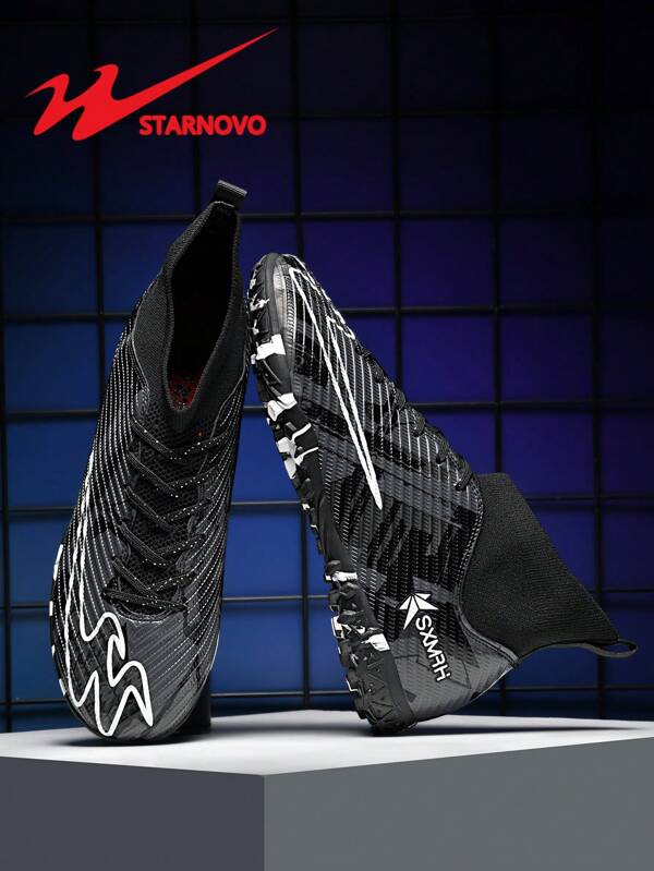 STARNOVO Chuteira de Futebol/Futebol Unissex, Sola Camuflada, Esporte da Moda, Colarinho Elástico para Conforto, Chuteira de Futebol/Futebol Profissional para Treinamento e Jogo (Observação: O Padrão da Sola Camuflada é Aleatório). Este Item é do Tamanho Padrão, Se o Seu Tipo de Pé for Fino, Recomendamos Pedir 1 Tamanho Menor, Se o Seu Tipo de Pé for Largo, Recomendamos Pedir 1 Tamanho Maior.