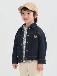 Balabala Chaqueta de jean para bebé niño con estampado de oso, nueva colección otoño 2025 - Denim azul oscuro - Ver 2