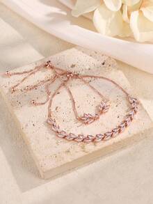 rakol مجموعة سوار أنيقة مكونة من سلسلة عين وشرابة، مناسبة للارتداء اليومي للنساء، الحفلات، الزفاف، هدية عيد الحب، قطعتان