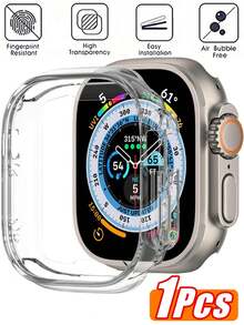 1-Pack Compatible With Apple Watch Series 10 46mm Case, [HD] Ultra-Thin Tempered Glass Screen Protector, All-Around Hard PC Glossy Cover - Clear - View 2