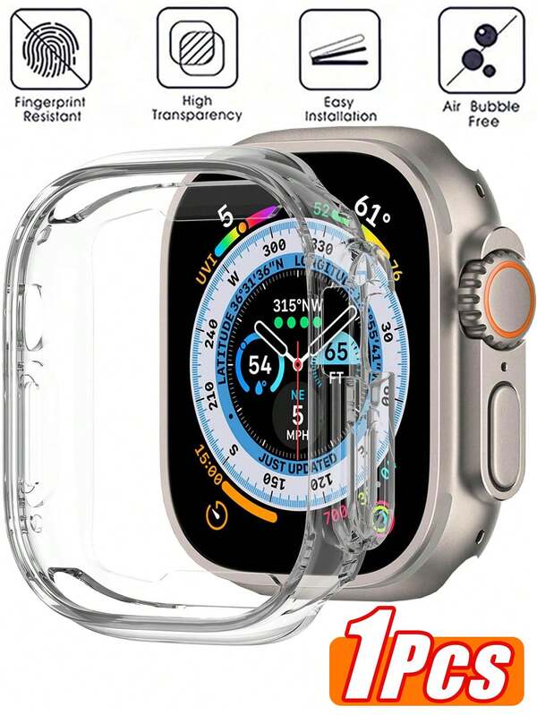 1-Pack Compatible With Apple Watch Series 10 46mm Case, [HD] Ultra-Thin Tempered Glass Screen Protector, All-Around Hard PC Glossy Cover