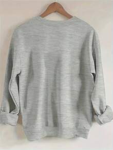 2026 New Year Outfit Women Ladies FUR MAMA Pet Lover Sweatshirt - Cute Dog Cat Paw Print Design, Soft Crew Neck Sweater Suitable For Dog Walking, Casual Four Seasons Long Sleeve Pullover, Machine Washable Gift For Cat Ladies And Pet Moms, Geometric Pattern Casual Outfit With Paw Print And Bone Pattern, Loose Fit Daily Comfort, Perfect For Pet Owners And Poop Scoopers Loose And Comfortable Winter Clothes For Women - 淺灰色 - 查看 2