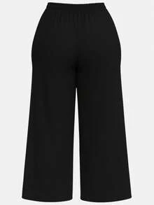 Wide Leg Social Plus Size High Waist Loose Casual Fashion Work Night Large Sizes 46 To 56 - màu đen - Xem 3