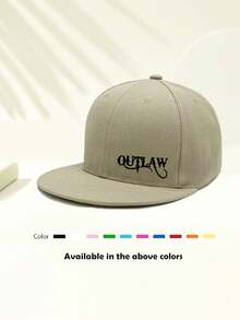1 件通用“Outlaw”印花嬉皮棒球帽，嘻哈平边棒球帽，可调节弹性户外太阳帽，适合旅行、度假运动、海滩校园、巡航必备、Y2K 风格、爸爸帽、妈妈帽，最佳万圣节礼物。 - 嘻哈帽 - 查看 4