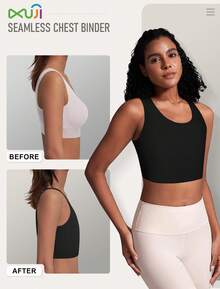 Chest Binder Transgender FTM Binder Trans Breast Binder Bra For Large Breast - màu đen - Xem 6