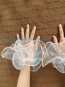 1 Pair Women's Thin Mesh Sleeve Cuffs With Pearl Decor, Wedding Accessory, Party/Event/Photo Shoot Fall Clothes For Women