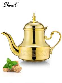 shoxil 1 Bình pha cà phê Ả Rập truyền thống bằng thép không gỉ 1,2L & Ấm trà bạc hà Ma-rốc, Ấm trà, Bình pha cà phê, Ấm đun nước trên bếp cho cà phê/trà Trung Đông - Hoàn hảo cho lễ hội, tiệc tùng & quà tặng, gia đình, quán cà phê - Nhiều màu - Xem 7