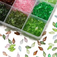 100pcs/Lot 5x10.5mm Acrylic Leaves Charms Beads Mini Tree Leaf Beads For DIY Making Jewelry Earrings Necklace Accessories Materials - Acrylic Leaves - View 1